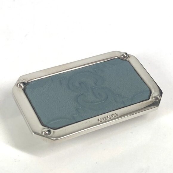 GUCCI Guccissima GG Wallet Money clip Sima leather blue/Silver - Picture 2 of 12
